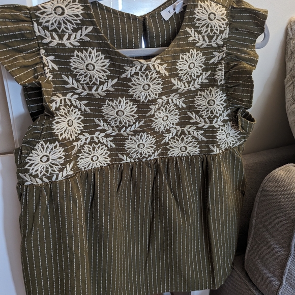 THML embroidered striped green top M - Picture 3 of 6
